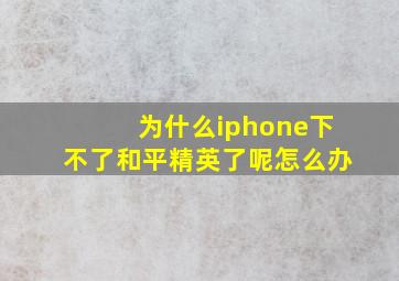 为什么iphone下不了和平精英了呢怎么办