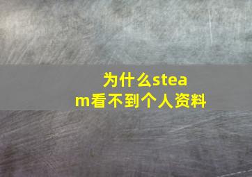 为什么steam看不到个人资料