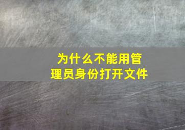 为什么不能用管理员身份打开文件