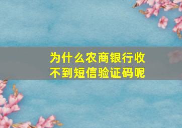 为什么农商银行收不到短信验证码呢