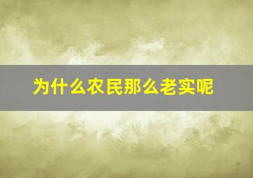 为什么农民那么老实呢