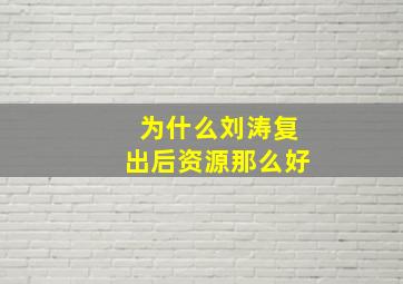 为什么刘涛复出后资源那么好