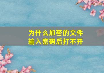 为什么加密的文件输入密码后打不开