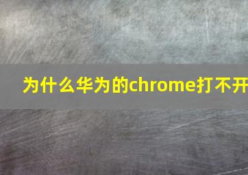 为什么华为的chrome打不开