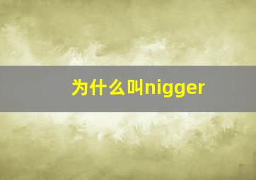 为什么叫nigger