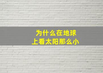 为什么在地球上看太阳那么小