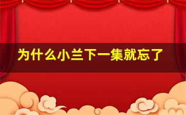 为什么小兰下一集就忘了