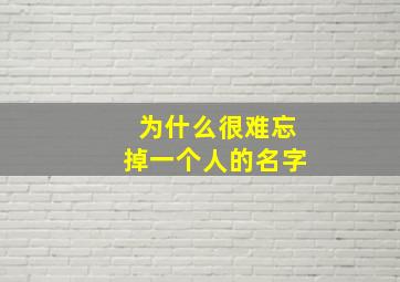 为什么很难忘掉一个人的名字