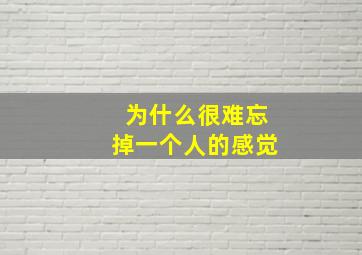 为什么很难忘掉一个人的感觉