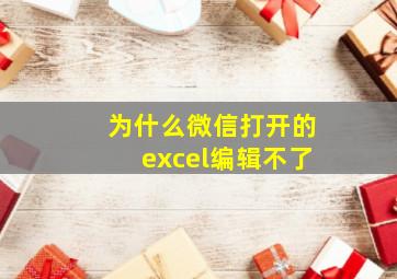 为什么微信打开的excel编辑不了