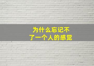 为什么忘记不了一个人的感觉