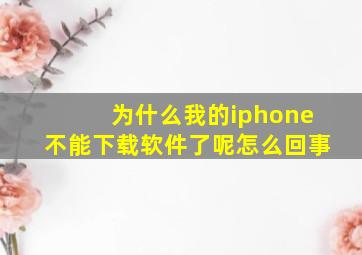 为什么我的iphone不能下载软件了呢怎么回事