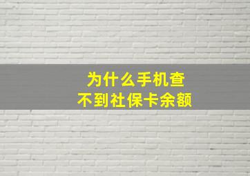 为什么手机查不到社保卡余额