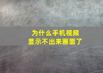 为什么手机视频显示不出来画面了