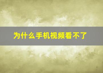 为什么手机视频看不了