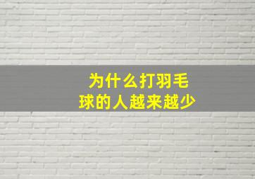 为什么打羽毛球的人越来越少