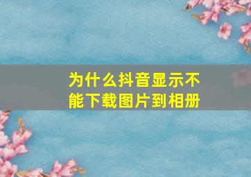 为什么抖音显示不能下载图片到相册