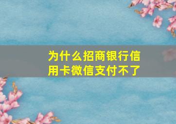 为什么招商银行信用卡微信支付不了