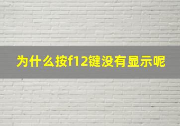 为什么按f12键没有显示呢