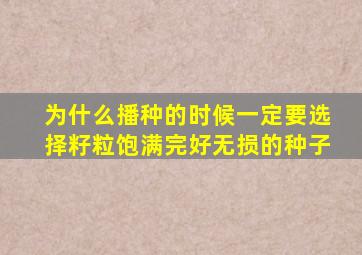 为什么播种的时候一定要选择籽粒饱满完好无损的种子