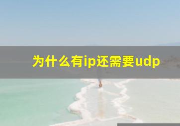 为什么有ip还需要udp