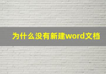 为什么没有新建word文档