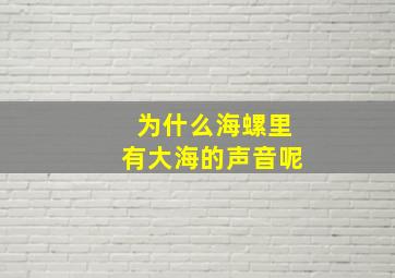 为什么海螺里有大海的声音呢