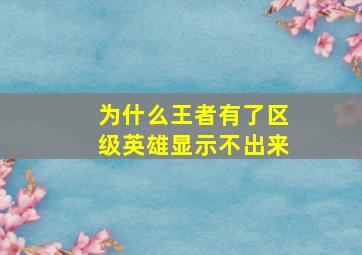 为什么王者有了区级英雄显示不出来