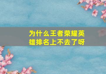 为什么王者荣耀英雄排名上不去了呀