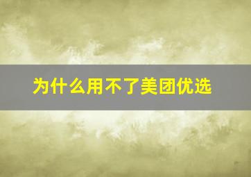 为什么用不了美团优选