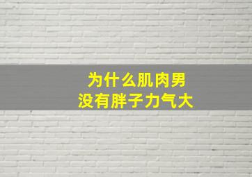 为什么肌肉男没有胖子力气大