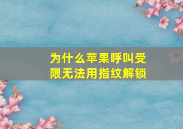 为什么苹果呼叫受限无法用指纹解锁