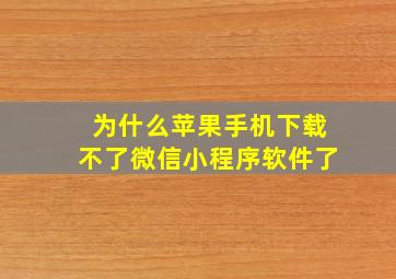 为什么苹果手机下载不了微信小程序软件了