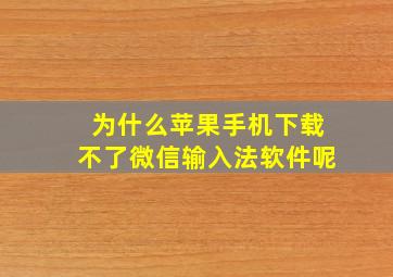 为什么苹果手机下载不了微信输入法软件呢