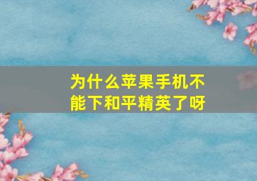 为什么苹果手机不能下和平精英了呀