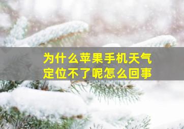 为什么苹果手机天气定位不了呢怎么回事