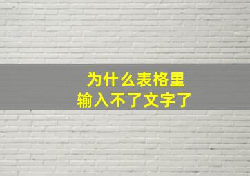 为什么表格里输入不了文字了