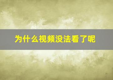 为什么视频没法看了呢