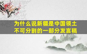 为什么说新疆是中国领土不可分割的一部分发言稿