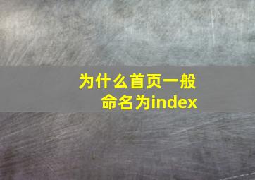 为什么首页一般命名为index