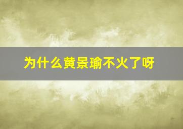 为什么黄景瑜不火了呀