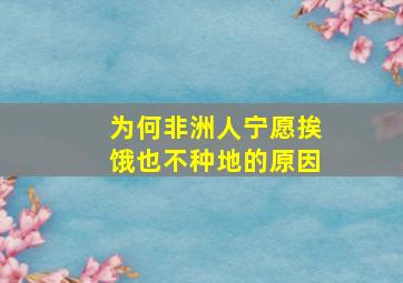 为何非洲人宁愿挨饿也不种地的原因