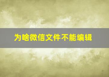 为啥微信文件不能编辑