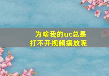 为啥我的uc总是打不开视频播放呢