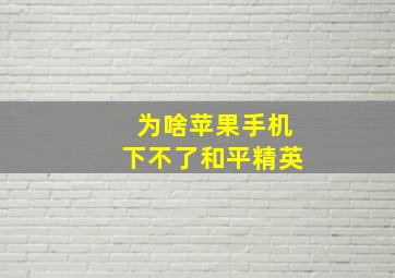 为啥苹果手机下不了和平精英