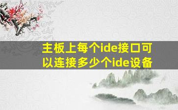 主板上每个ide接口可以连接多少个ide设备