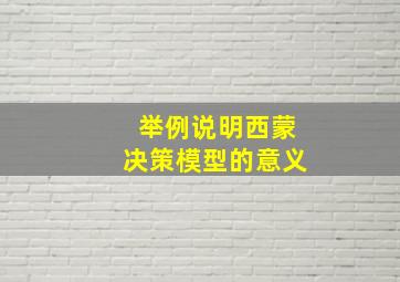 举例说明西蒙决策模型的意义