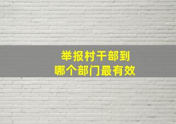 举报村干部到哪个部门最有效