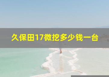 久保田17微挖多少钱一台