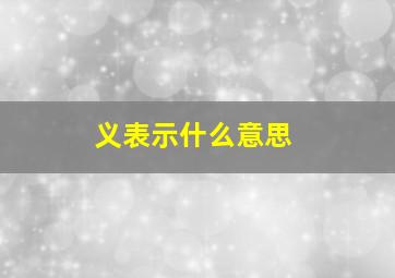 义表示什么意思